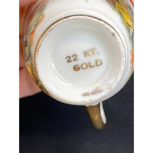 Vintage Courting Couple Demitasse Espresso Teacup Saucer 22KT Gold Flute Player - Picture 9 of 9